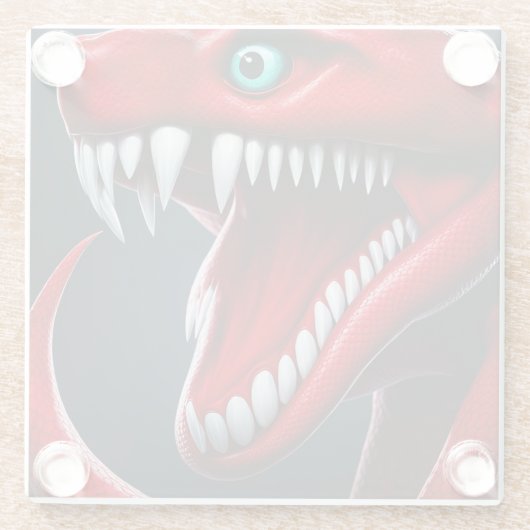 赤と青の目鮮やかを持つはかりで測コブラヘビ ガラスコースター (裏面)