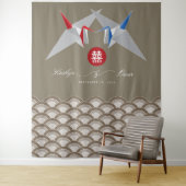 赤と青の紙クレーン中国の折り結婚紙 タペストリー (インサイチュ)