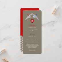 赤と青の紙クレーン中国の折り結婚紙