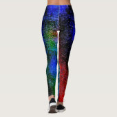 赤と青の素材の皮は「油」で絵を描す。 レギンス (裏面)