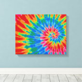 赤と青の絞り染め14"x11"アート キャンバスプリント (インサイチュ (ウッドフロア))