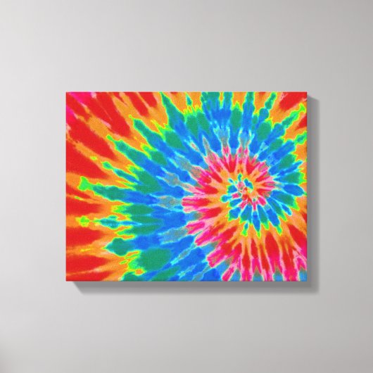 赤と青の絞り染め14"x11"アート キャンバスプリント (正面)
