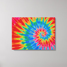 赤と青の絞り染め24"x18"アート キャンバスプリント