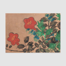 赤と青の絵を描花を切り離す 薄葉紙