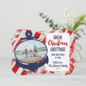 赤と青の航海のいかりクリスマスグリーティングカード シーズンカード (スタンド正面)