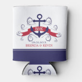 赤と青の航海のいかり渦巻形のアクセント 缶クーラー (正面)