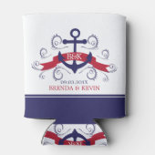 赤と青の航海のいかり渦巻形のアクセント 缶クーラー (裏面)