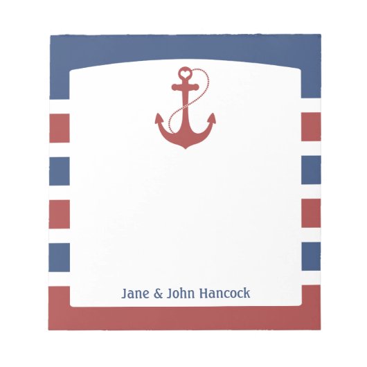 赤と青の航海のいかり ノートパッド (正面)