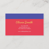 赤と青の色のブロックモダン 名刺 (裏面)
