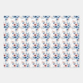 赤と青の花が白地に ラッピングペーパーシート (正面2)