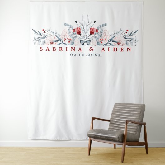 赤と青の花のウェディングタペストリー タペストリー (インサイチュ)