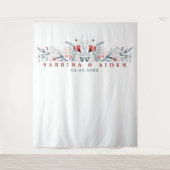 赤と青の花のウェディングタペストリー タペストリー (正面)