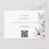 赤と青の花のフローラの結婚ウェブサイトQRコード エンクロージャーカード (正面)