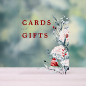 赤と青の花のフローラウェディングカードとギフト アクリルサイン (ニュートラル)