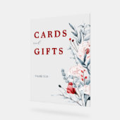 赤と青の花のフローラウェディングカードとギフト アクリルサイン (傾斜)