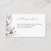 赤と青の花のフローラル ウェディング ウェブサイト エンクロージャーカード (正面)