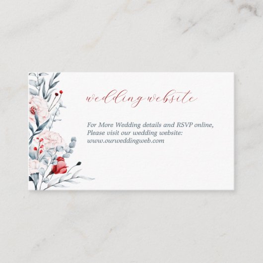 赤と青の花のフローラ結婚のサイト エンクロージャーカード (正面)