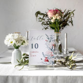 赤と青の花のフローラ結婚のテーブル番号