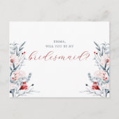 赤と青の花のフローラ結婚の花嫁カード ポストカード (正面)