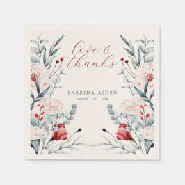 赤と青の花のフローラ結婚 スタンダードカクテルナプキン