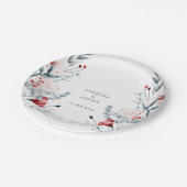 赤と青の花のフローラ結婚 ペーパープレート (アングル)