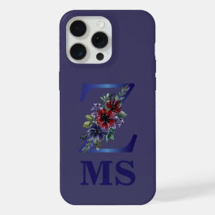 赤と青の花のブーケの優雅な水彩画 iPhone 15 PRO MAXケース