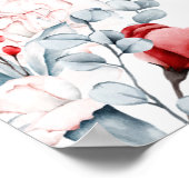 赤と青の花の花嫁シャワーウェルカム ポスター (角)