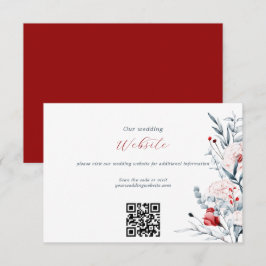 赤と青の花の花束 ウェディングサイトのQRコード エンクロージャーカード