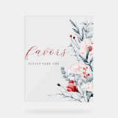 赤と青の花フローラ結婚式の引き出物 アクリルサイン (正面)