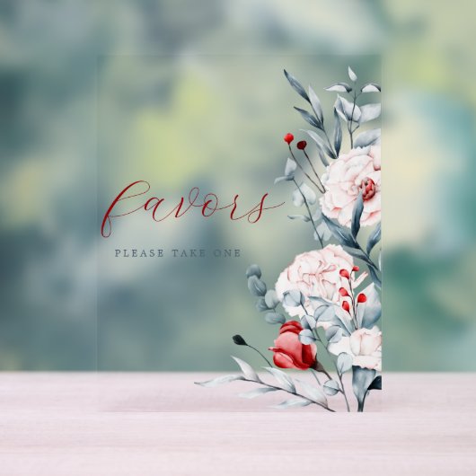 赤と青の花フローラ結婚式の引き出物 アクリルサイン (ニュートラル)