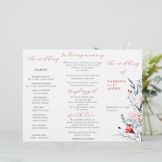 赤と青の花フローラ結婚式 プログラム (スタンド正面)