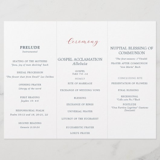 赤と青の花フローラ結婚式 プログラム (裏面)