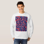 赤と青の花柄 Tシャツ (正面フル)
