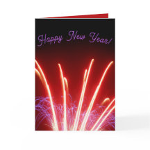 赤と青の花火新年のホリデーカード