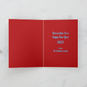 赤と青の花火新年のホリデーカード シーズンカード (内部)