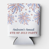 赤と青の花火7月4日パーティー 缶クーラー (正面)