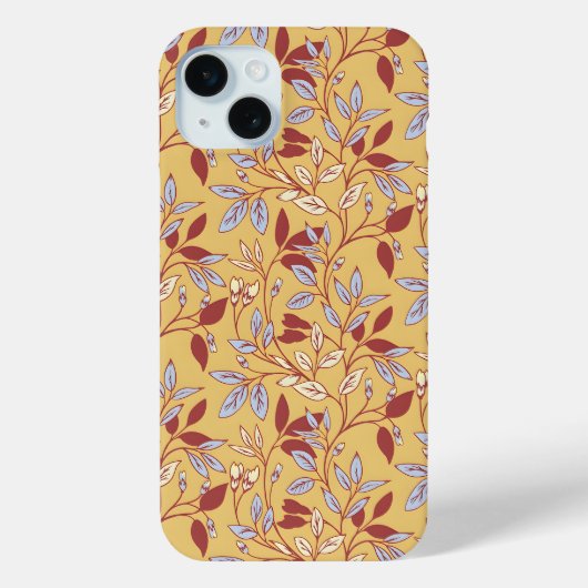 赤と青の葉のエレガントな花柄 Case-Mate iPhoneケース (裏面)