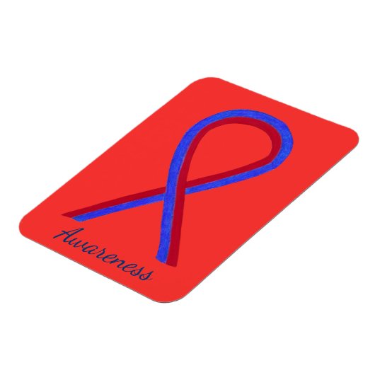 赤と青の認識度リボンカスタムマグネット マグネット (左側)