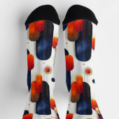 赤と青の輝くスターバストクリスマス ソックス (上部)