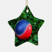赤と青の野球と白のステッチ セラミックオーナメント (右)