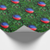 赤と青の野球と白のステッチ ラッピングペーパー (角)