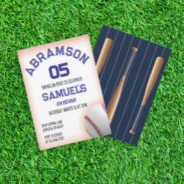 赤と青の野球の誕生日 招待状