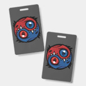 赤と青の陰陽ドラゴン バッジ (正面＆裏面)