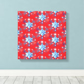 赤と青の雪の結晶と星 キャンバスプリント (インサイチュ (ウッドフロア))