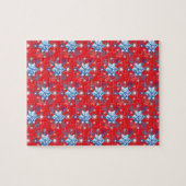 赤と青の雪の結晶と星 ジグソーパズル (横)