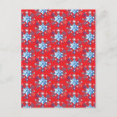 赤と青の雪の結晶と星 ポストカード (正面)
