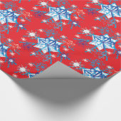 赤と青の雪の結晶と星 ラッピングペーパー (角)