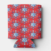 赤と青の雪の結晶と星 缶クーラー (裏面)