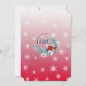 赤と青の雪の結晶クリスマスウェディング招待状 招待状 (裏面)