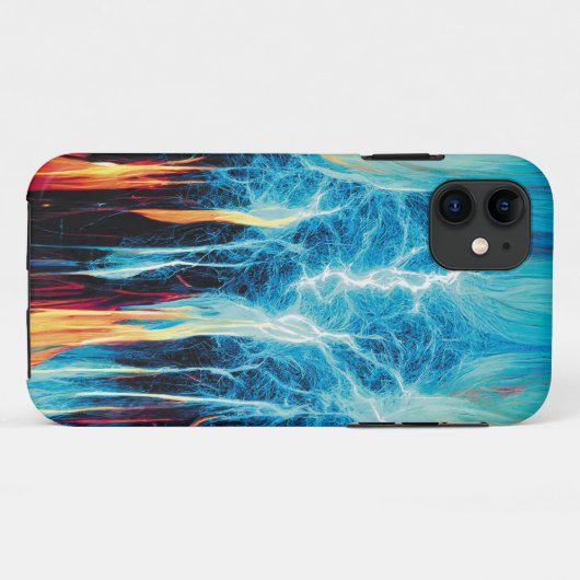 赤と青の電気エネルギー抽象芸術パターン Case-Mate iPhoneケース (裏面(横))